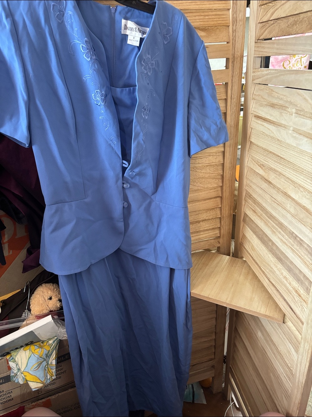 Danny and Nicole dress one piece two piece look cornflower blue 8